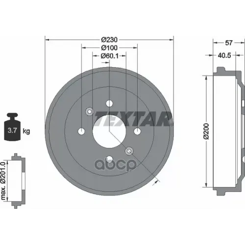 Барабан Тормозной Gm Spark 15- Зад. Textar 