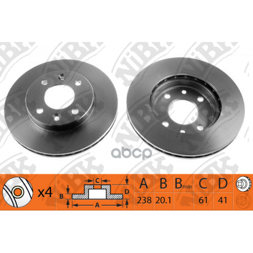 Диск Тормозной Renault/Nissan Kangoo/Kubistar 97- Перед.вент. NiBK 