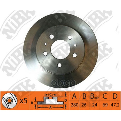 Диск Тормозной Hyundai Tucson 06-/I30 09-/Kia Ceed 06-/Sportage 04- Передний NiBK 