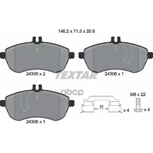 Колодки Тормозные Дисковые К Т 4 Шт. Textar 
