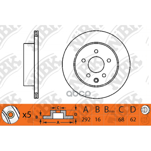 Диск Тормозной Nissan Qashqai/X-Trail/Renault Koleos Задний Вент.d 292Мм. NiBK 