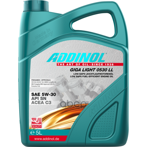 ADDINOL Addinol Giga Light Mv 5W30 Ll C3. Sp / Масло Моторное Синт. (5L)