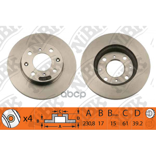 Диск Тормозной Honda Jazz 02- Передний Вент.d 231Мм. NiBK 