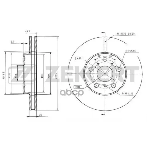 Диск Торм. Перед. Toyota Celica (T180) 89- Zekkert 