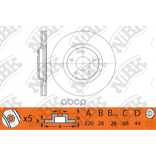 Диск Тормозной Nissan Qashqai 07-/Renault Koleos 08- Передний Вент.d 320Мм. NiBK 