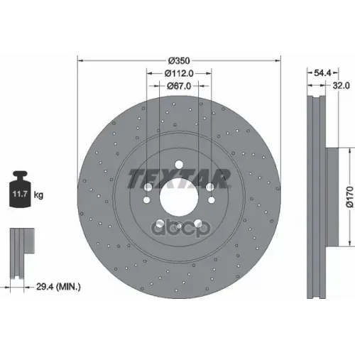 Диск Тормозной Mb W166 11- Перед. (Высокоуглеродистый С Покрытием Pro+) Textar 