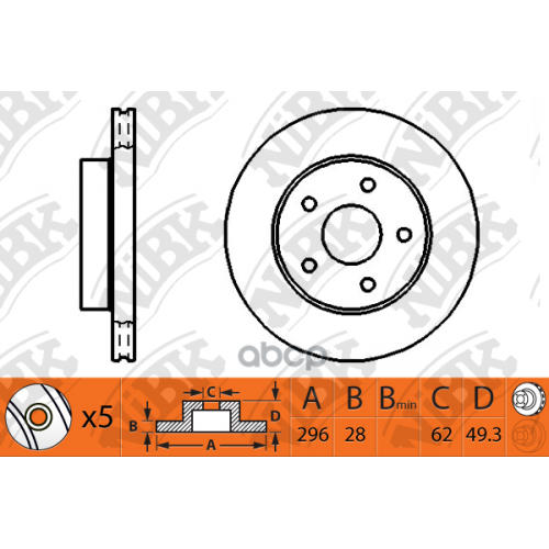 Диск Тормозной Lexus Is 2.2-2.5 05- Передний Вент.d 296Мм. NiBK 