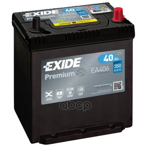 Аккумулятор Premium 12V 40Ah 350A 187Х127х220 Полярность Etn0 Клемы Jis Крепление B1 EXIDE 