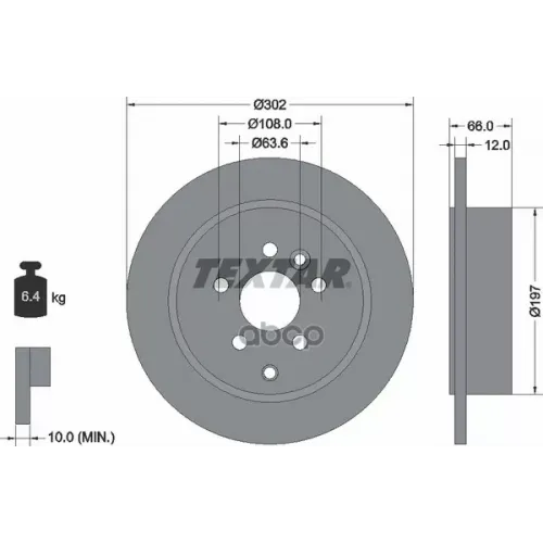 Диск Торм.зад.land Rover Freelander 2 2.2 10=> Pro Textar 