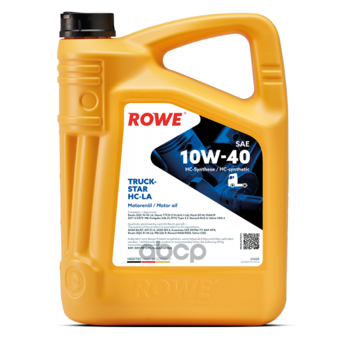 ROWE Rowe Hightec Truckstar 10W-40 Hc-A Ci-4 E6/E7 Моторное Масло Синтетическое 5L
