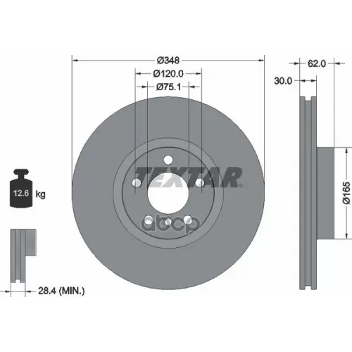 Диск Тормозной Bmw X5(E70)/X6(E71) 06- Перед.вент. (Высокоуглеродистый С Покрытием Pro+) Textar 