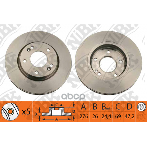 Диск Тормозной Hyundai Santa Fe -06 2.7 NiBK 