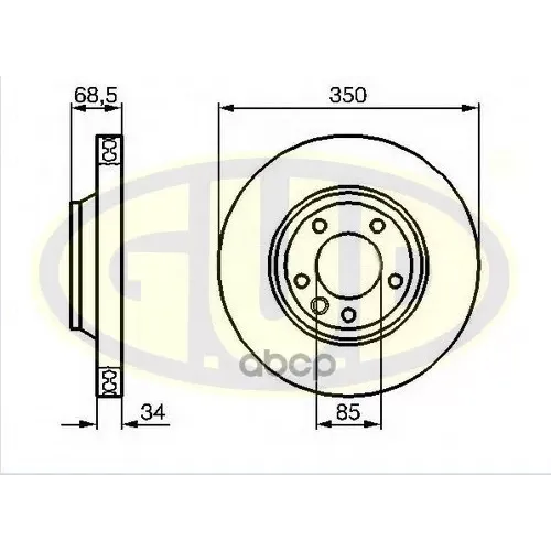 Диск Тормозной Audi Q7 07>/Vw Touareg 03>/Porsche Cayenne Передний Прав.вент. G.U.D 