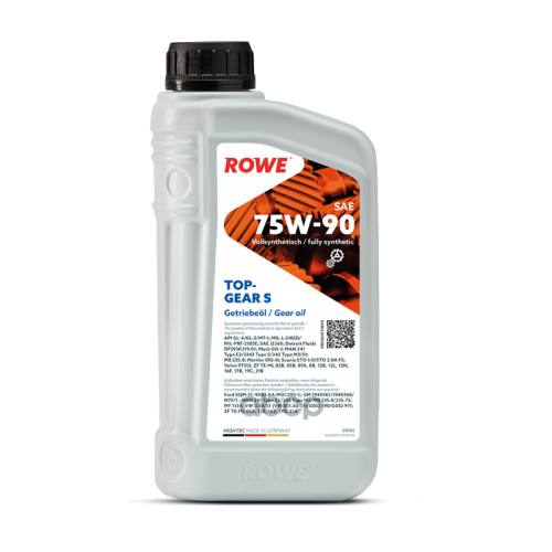 Rowe Hightec Topgear 75W-90 S Gl-4/Gl-5/Mt-1 Трансмиссионное Масло Синтетическое 1L ROWE 