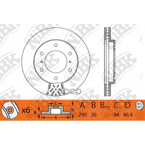 Диск Тормозной Mitsubishi Pajero 00- (R16) Передний NiBK 