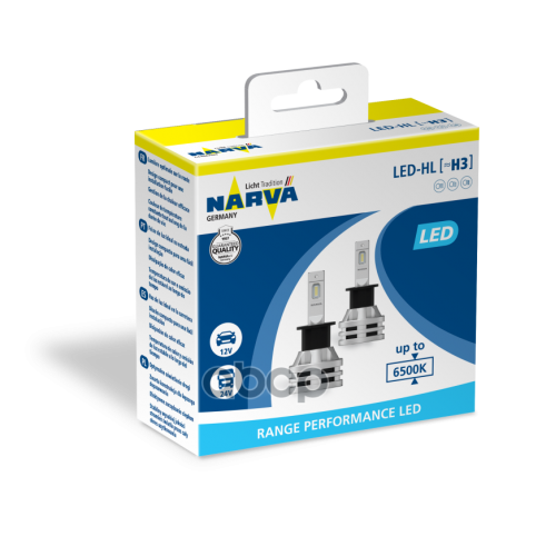 Лампа Led H3 12V/24V 19W 6500K Range Performance (Компл.2шт.) Narva 
