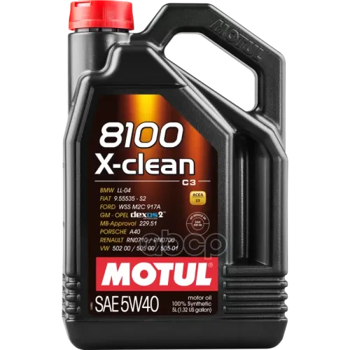 MOTUL Масло Моторное 5W40 Motul 5Л Синтетика 8100 X-Clean C3