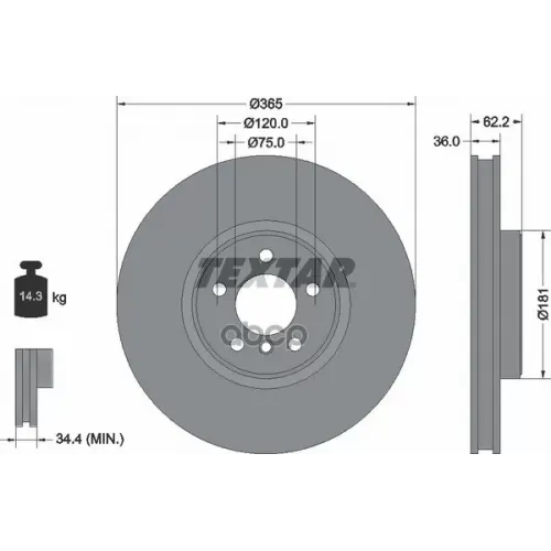 Диск Тормозной Bmw X5(E70)/X6(E71) 06- Перед.вент. (Высокоуглеродистый С Покрытием Pro+) Textar 