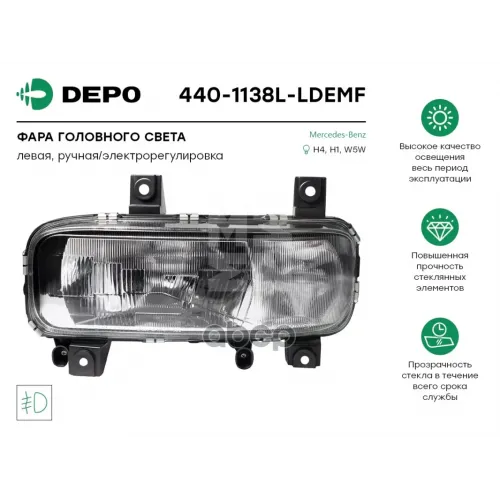 Фара Головного Света H4 И Противотуманкой Левая [С Электр./Регулировкой] Mb Atego 98-04 Depo 