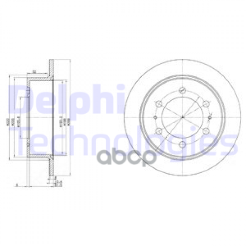 Диск Тормозной Ssangyong Korando 96-/Musso 96-/Rexton 02- Задний Delphi 