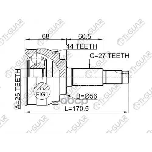 Шрус Tg-7465Z44/Ni-065A44 Tiguar Ti-Guar 