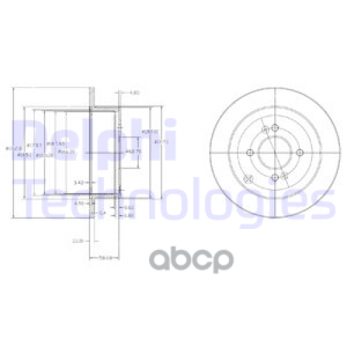 Диск Тормозной Hyundai Accent 05-/Getz 02-/I20 08-/Kia Rio Ii 05- Задний Delphi 