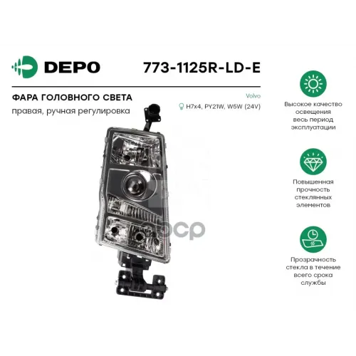 Фара Головного Света Правая[Ручная Регулировка] Volvo Truck Fh/Fm ’02-’07 Depo 
