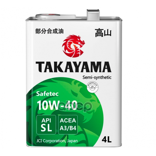 TAKAYAMA Масло Моторное 10W40 Takayama 4Л Полусинтетика Api Sl, Acea A3/B4