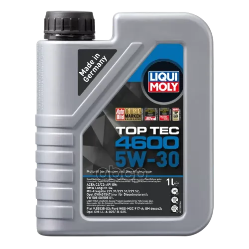 LIQUI MOLY Lm Top Tec 4600 5W-30 Sn/Cf. C3 Масло Моторное Синт. (502.00. 505.00. 505.01. 229.51) 1L