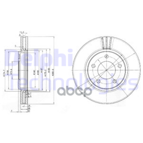 Диск Тормозной Chrysler Voyager/Dodge Caravan 00- Передний D 281Мм. Delphi 