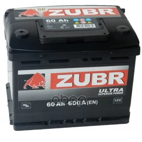 Аккумуляторная Батарея Zubr Ultra 60Ah R+, 600 A, 242X175x190 ZUBR 