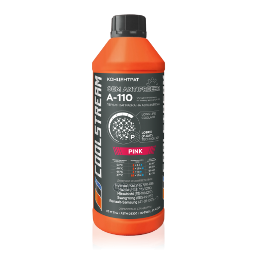 Антифриз Coolstream A-110 Mobis Pink Концентрат (Розовый) Hyundai/Kia 1,7Кг Coolstream CS-010514-C-PN