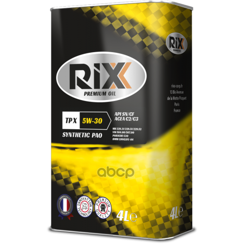 RIXX Rixx Tp X 5W-30 Sn/Cf C2/C3 Масло Моторное Синт. 4L