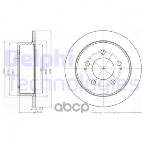 Диск Тормозной Ssangyong Actyon/Kyron/Rexton Ii 06- Задний Delphi 