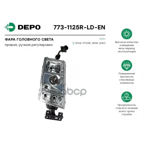 Фара Головного Света Правая[Ручная Регулировка] Volvo Fh/Fm ’02-’07 Depo 