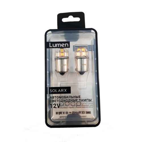 Лампа Светодиодная R5w 12-24V-Led (Ba15s) Lumen Solarx H-G18-12Smd-3030-Emc (Белый Свет) (Бл. 2 Шт.) Lumen 