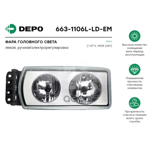 Фара Головного Света Левая [С Электр./Регулировкой] Iveco Stralis ’02--> Depo 