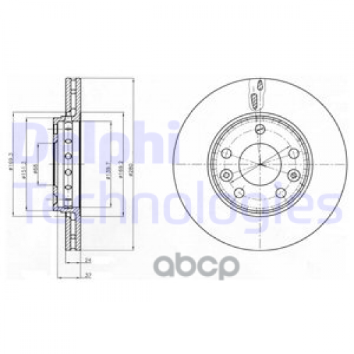 Диск Тормозной Renault Duster 11-/Fluence 10-/Megane 08- Передний Вент.d 280Мм. Delphi 