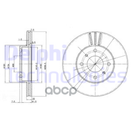 Диск Тормозной Nissan Almera Classic/N16/Primera P10/P11 R14 Передний Вентилир. Delphi 
