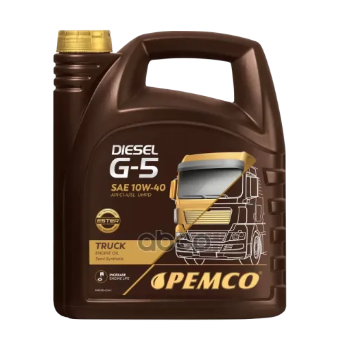 PEMCO 10W-40 Diesel G-5 Uhpd 5Л (Полусинт. Мотор. Масло) Hcv
