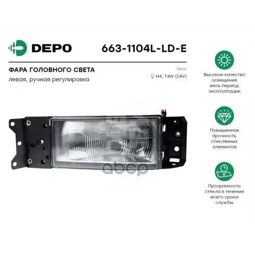 Фара! Левая Прямоугольная Iveco Eurocargo Tech Star Depo 