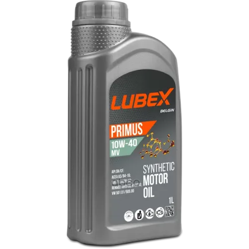 LUBEX Масло Моторное 10W40 Lubex 1Л Синтетика Primus Mv Api Sn/Cf Acea A3/B4