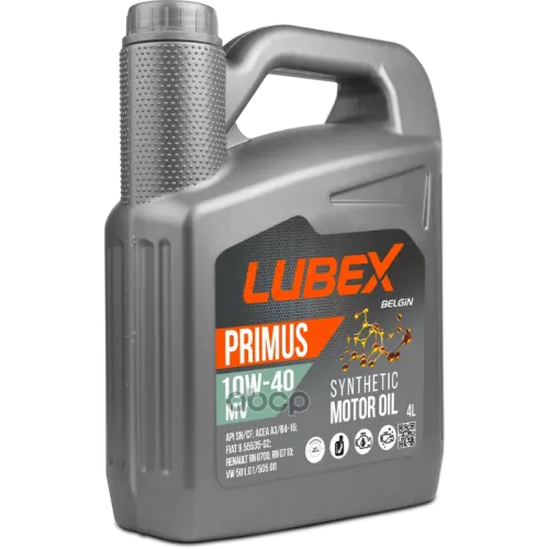 LUBEX Масло Моторное 10W40 Lubex 4Л Синтетика Primus Mv Api Sn/Cf Acea A3/B4