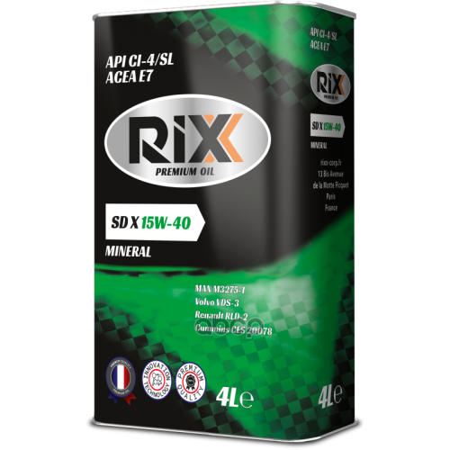 RIXX Минеральное Моторное Масло Rixx Sd X 15W-40 Ci-4/Sl E7  4 Л