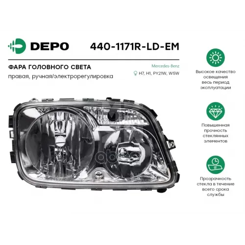 Фара Головного Света Правая [С Электр./Регулировкой] Mb Actros ’08--> Depo 