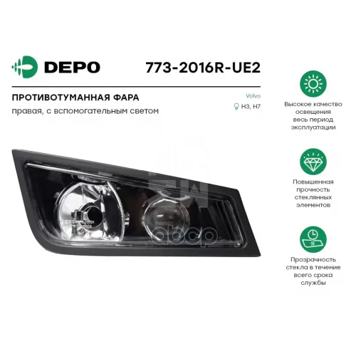 Противотуманная Фара Правая Черная. С Черной Рамкой Volvo08- Depo 