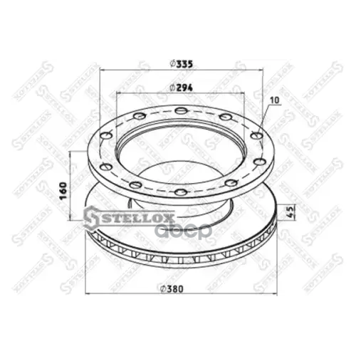 Диск Тормозной 377/ X45/159.5 10N-335-M23 Bpw Sb3745t Ecoplus Stellox 