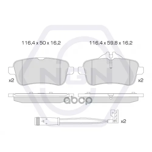 Колодки Тормозные Дисковые Керамические Зад NGN 