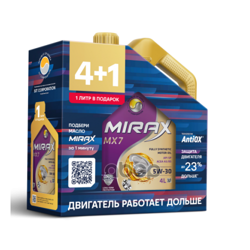 MIRAX Масло Моторное Mirax Mx7 5W-30 A3/B4 Sl/Cf 4Л Акция 4+1