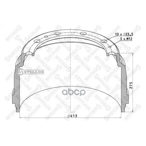 Торм. Барабан 413X203/213 H=275 D=295/335 N10x23.5 Scania Stellox 
